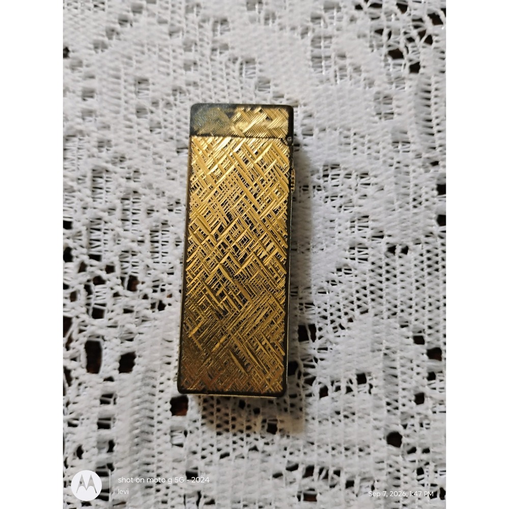Vintage Dunhill Swiss Made Gold Textured Cigarette Lighter Gold Tone